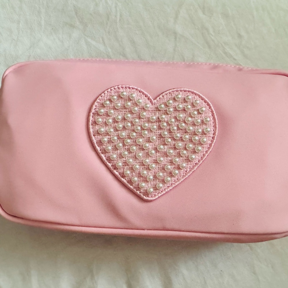 Stony Clover Lane Jumbo Heart Pouch w/ heart pearl patch NWT